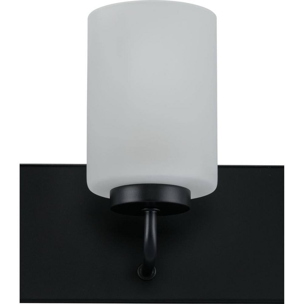 Elegant Matte Black 4-Light Vanity with Etched Glass Shades