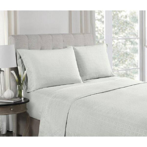 High Point 3-Piece Grey Embossed Microfiber Twin Sheet Set