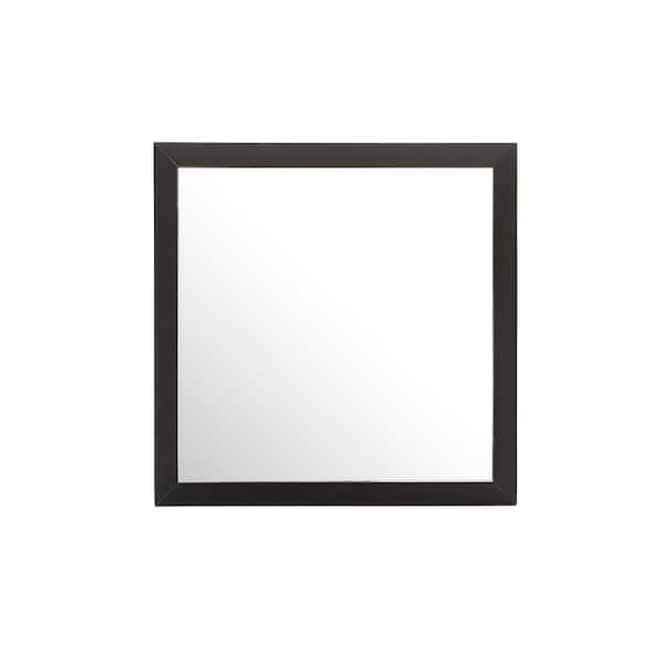 Black 41 in. W x 41 in. H Art Deco Classic Modern Cottage Farmhouse Rectangle Framed Mirror for Bedroom Living Room