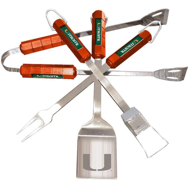 BSI Products NCAA Miami Hurricanes 4-Piece Grill Tool Set