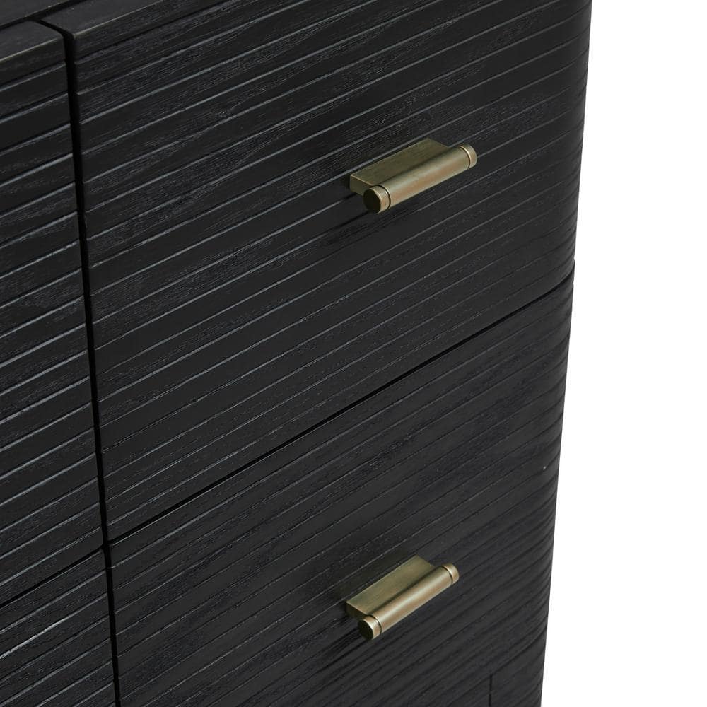 Lucian 48" Black Solid Wood Bathroom Vanity Base with Brass Hardware