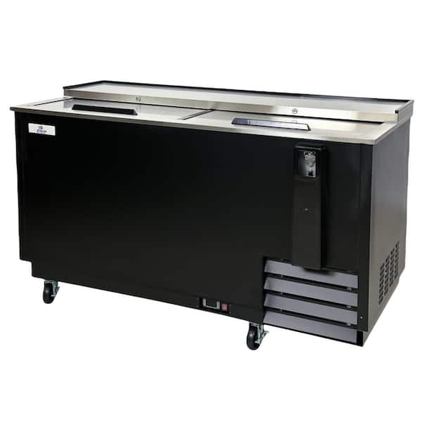 65 ins 19 cu. ft. Sliding Door Back Bar Horizontal Beer Bottle Cooler in Black