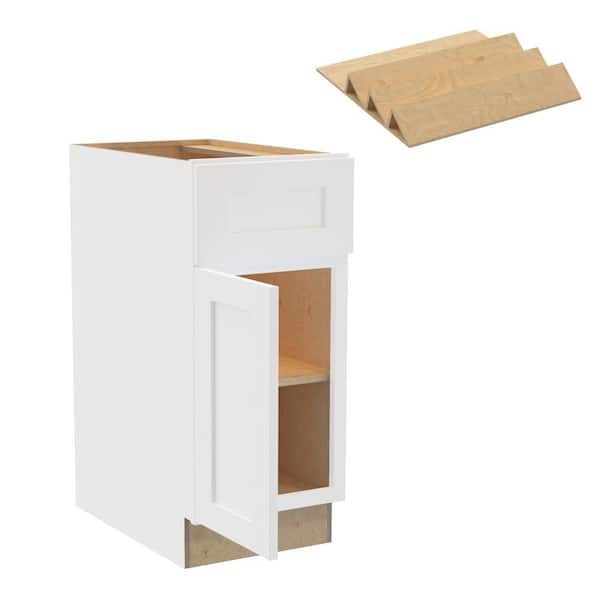 Home Decorators Collection Newport 15 in. W x 24 in. D x 34.5 in. H Assembled Plywood Base Kitchen Cabinet in Pacific White with Spice Soft Cls LH