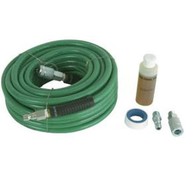 Hitachi 3/8 in. x 50 ft. PVC Air Hose with Automotive Fittings and Oil Kit