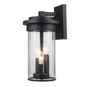 Carmel 3-Light Black Outdoor Wall Light Fixture with Clear Glass
