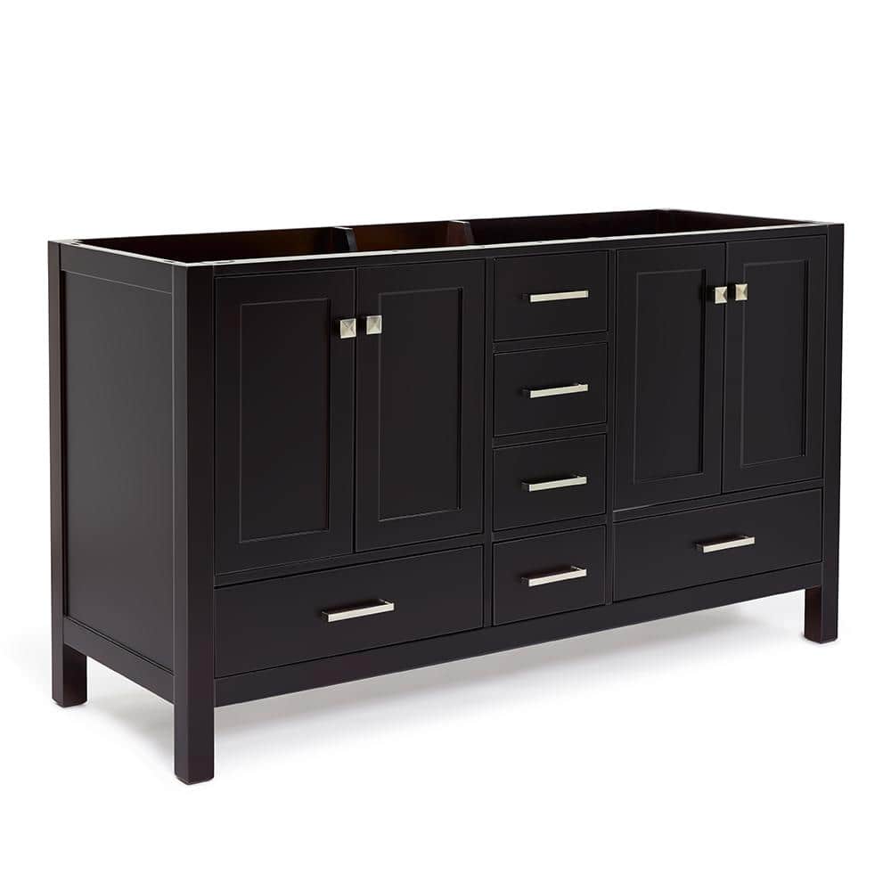 Cambridge Espresso 60" Double Vanity Cabinet with Nickel Hardware