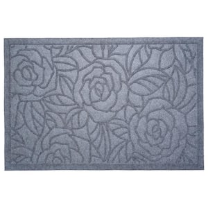 Poly Rose Indoor/Outdoor Mat, 18" x 30", Light Grey