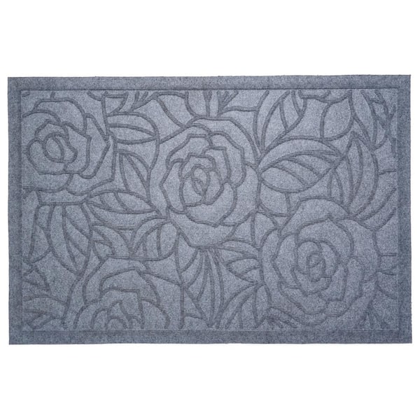 Calloway Mills Poly Rose Indoor/Outdoor Mat, 18" x 30", Light Grey