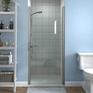 34 in. W x 72 in. H Pivot Semi-Frameless Alcove Shower Door Sweep Bath Panel in Nickel with Clear Glass for Bathroom