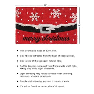 White 18 in. x30 in. Machine Tufted Merry Christmas Doormat