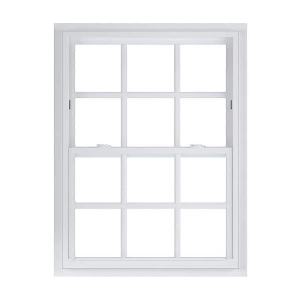 American Craftsman 36 in. x 48 in. 70 Series Low-E Argon Glass Single Hung White Vinyl Fin with J Window with Grids, Screen Incl