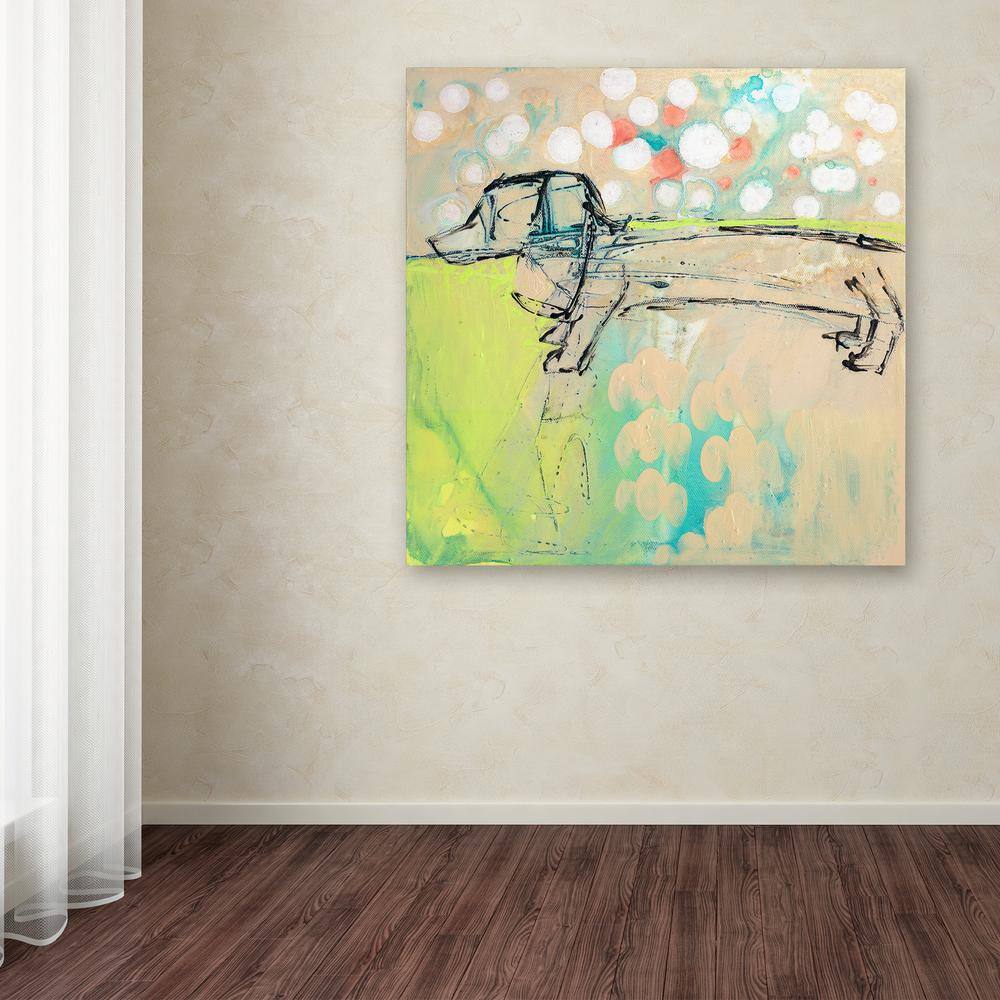 Pastel Dachshund Line Drawing Canvas Print 15'' x 20''