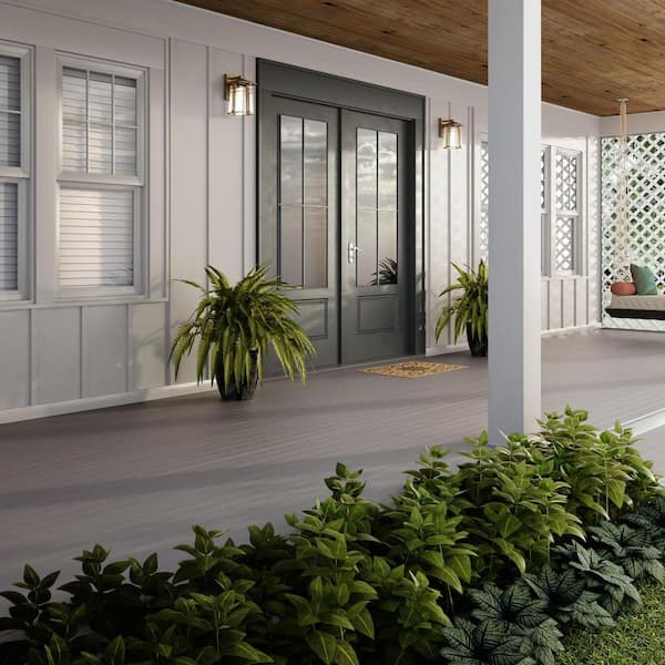 Porch Flooring 1 in. x 3-1/2 in. x 12 in. Kettle Gray Tongue and Groove Composite Deck Board Sample