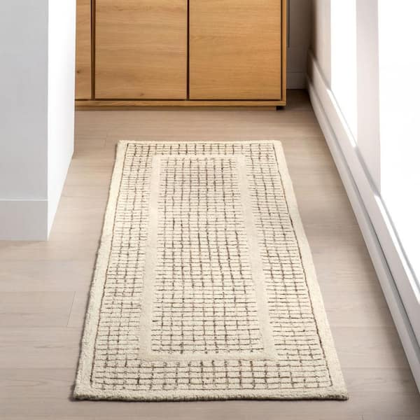 Emaline Geometric Wool Area Ivory 3 ft. x 8 ft. Indoor Runner Rug