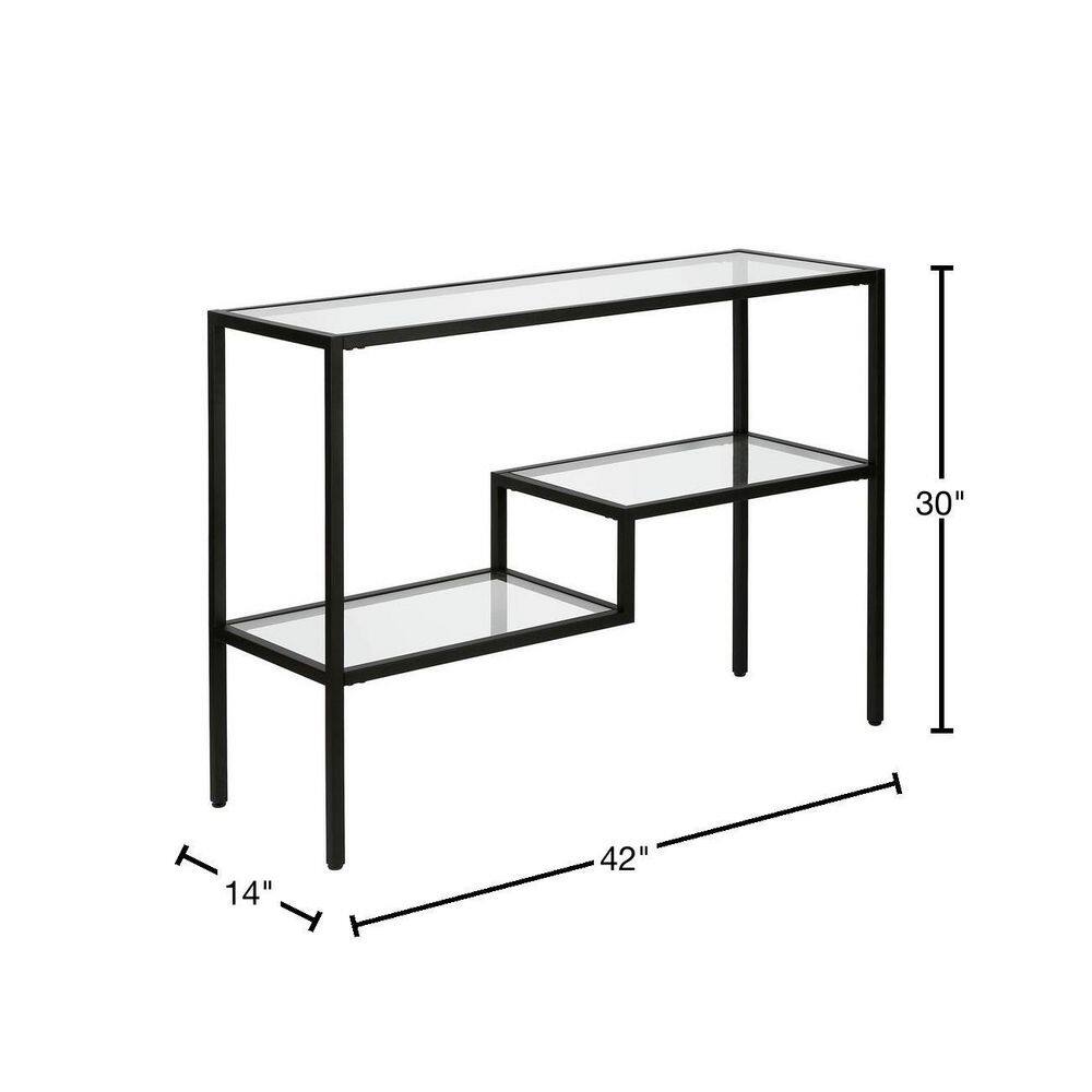 Lovett Blackened Bronze 42" Metal and Glass Console Table