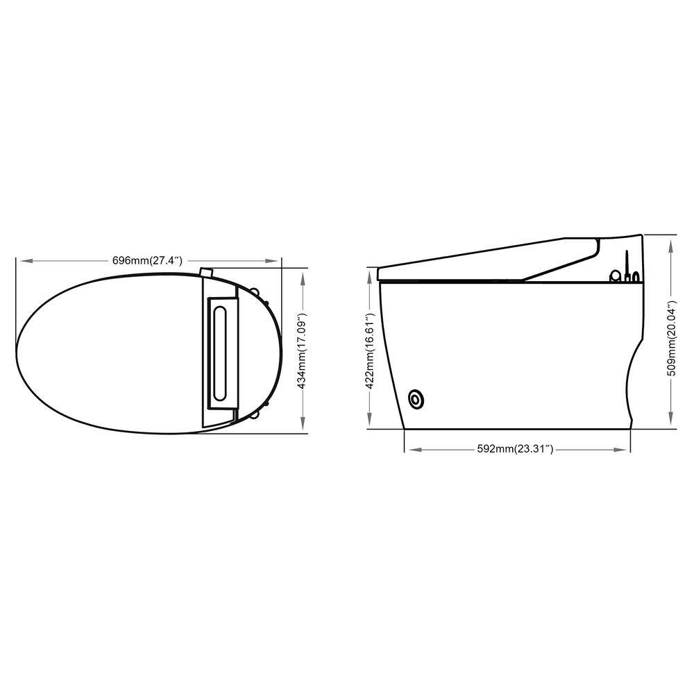 White Elongated Smart Toilet with Heated Bidet Seat and Remote