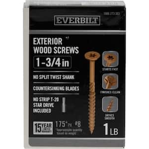 #8 x 1-3/4 in. Star Drive Flat Head Exterior Wood Screws (175-Pack)