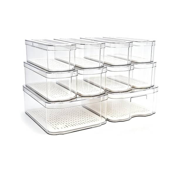 10-Pack Fridge Organizers and Storage Bins with Lids for Kitchen, Pantry, Refrigerator, Food, Fruit, Vegetable Storage