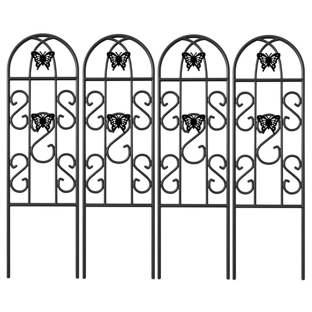 18 in. W x 60 in. H Black Metal Garden Trellis (4-Pack)
