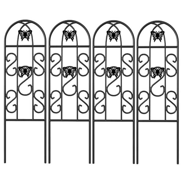 Unbranded 18 in. W x 60 in. H Black Metal Garden Trellis (4-Pack)
