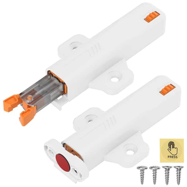 2-Pieces ABS Push Touch Latches, Push Lock Door Latch, Non Magnetic RV Drawer Catch Closure, Hidden Door Opener White