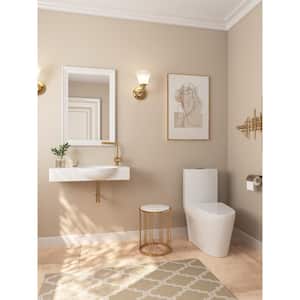 Glossy White Ceramic Rectangular Wall-Mounted Bathroom Vessel Sink