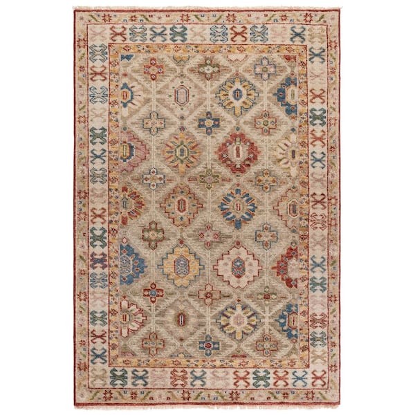 Samarkand 6 ft. x 9 ft. Beige/Ivory Geometric Ornate Area Rug