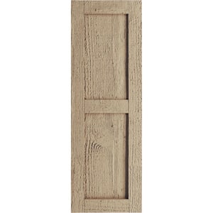 12 in. x 54 in. Timberthane Polyurethane 2-Equal Panel Flat Panel Rough Sawn Faux Wood Shutters Pair