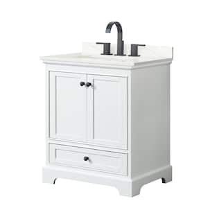 Deborah 30 in. W x 22 in. D x 35 in. H Single Bath Vanity in White with Giotto Quartz Top