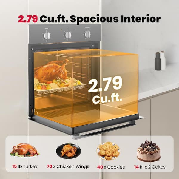 GASLAND 24 in. Built-In Single Electric Wall Oven in Black, CSA