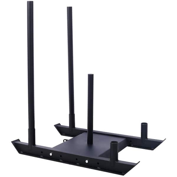 Tidoin Black Steel Heavy Duty Weight Sled Fitness Strength Training Sled Speed Training Sled for 1" or 2" Weight Plate
