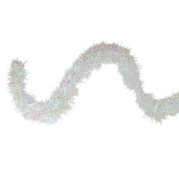 50 ft. Commercial Tinsel Foil Christmas Garland-50 ft. x 4 in. Iridescent White-Unlit