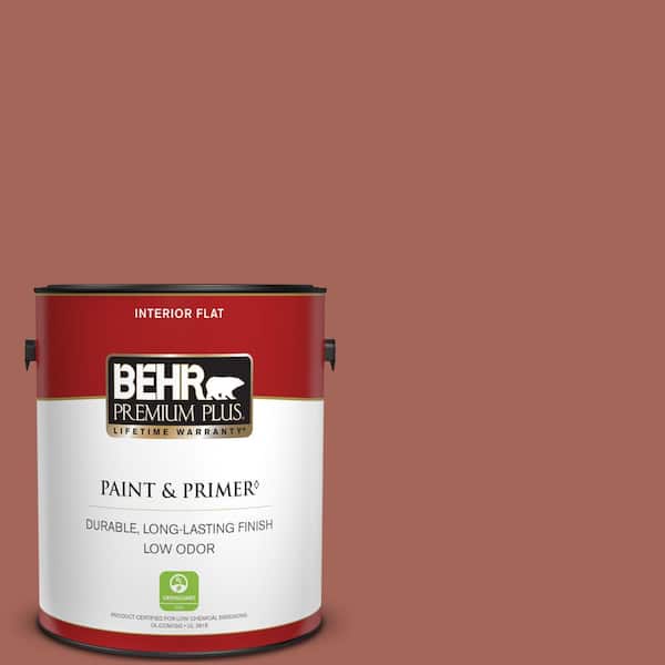 BEHR PREMIUM PLUS 1 gal. Home Decorators Collection #HDC-CL-08 Sun Baked Earth Flat Low Odor Interior Paint & Primer