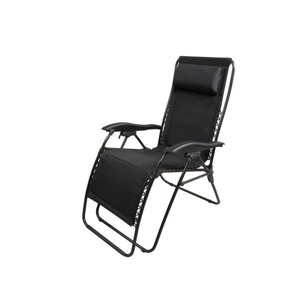 zero gravity black padded patio chaise lounger