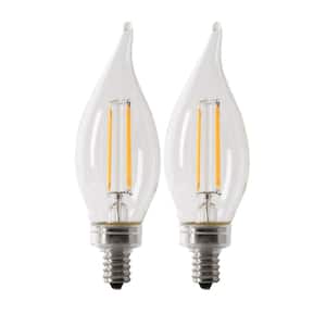 100-Watt Equivalent BA10 E12 Candelabra Dimmable Filament CEC Clear Chandelier LED Light Bulb, Soft White 2700K (2-PacK)