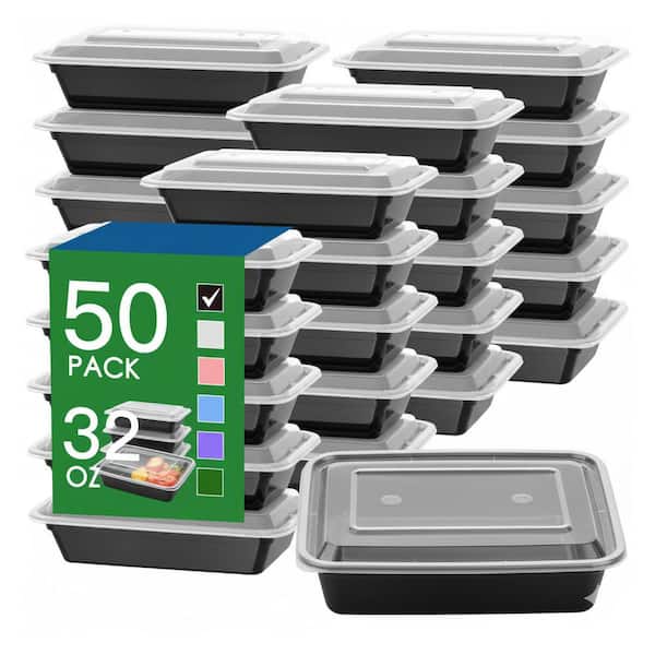 Plastic Meal Prep Containers with Lids 50 Pack Leakproof Reusable Food Storage Microwave Freezer Safe