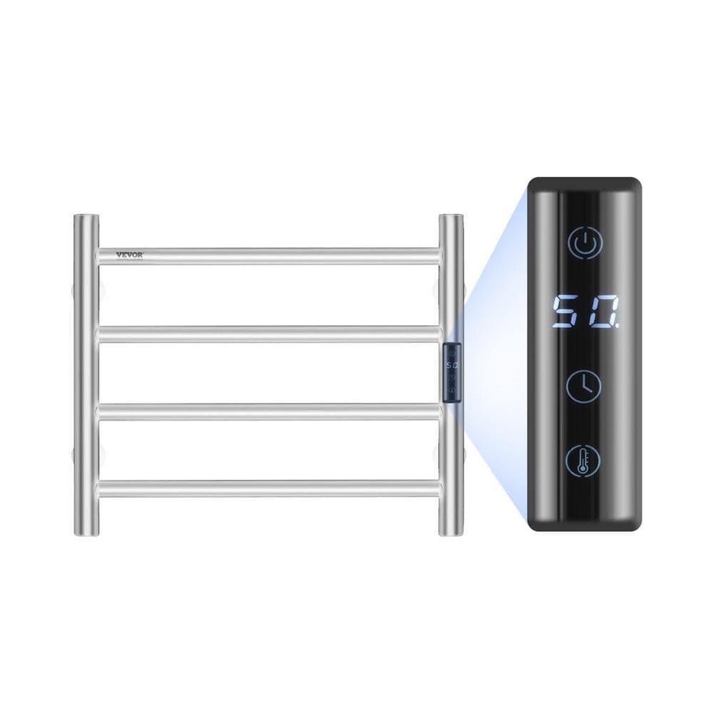 Stainless Steel Wall Mounted Heated Towel Rack with Timer