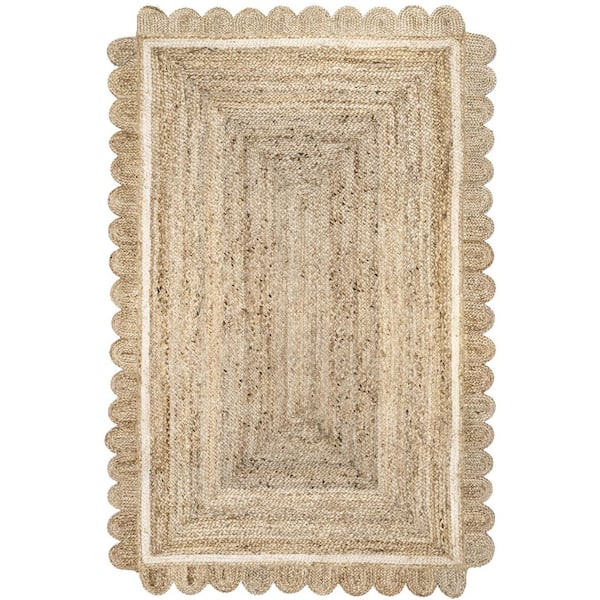 nuLOOM Tera Petals Braided Jute Ivory 3 ft. x 5 ft. Accent Rug
