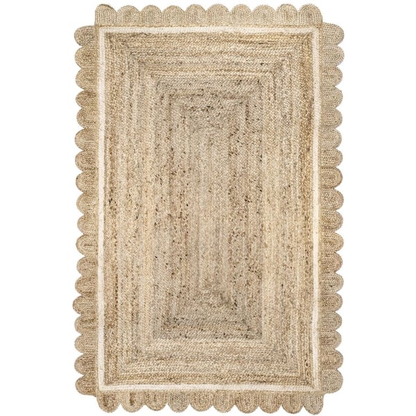 nuLOOM Tera Petals Braided Jute Ivory 8 ft. x 10 ft. Area Rug