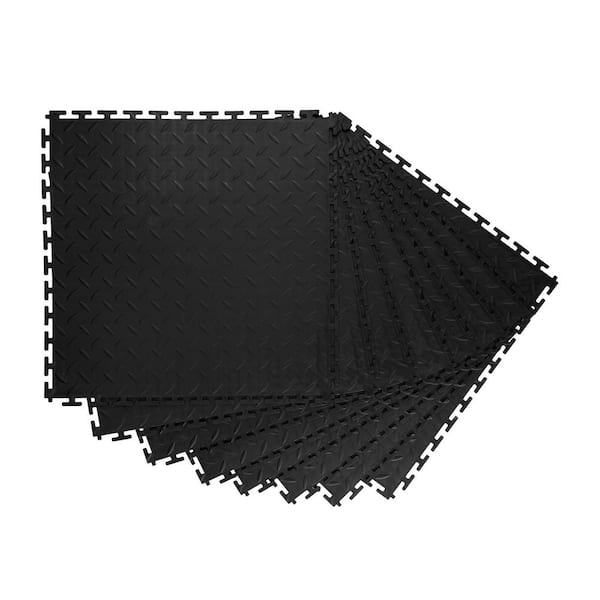 Garage Floor Tiles Interlocking, 8 Pack 20.2 x 20.2 x 0.2 in. Interlocking Modular Garage Flooring Tiles, Black