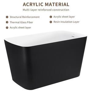 MUSE 47 in. Acrylic Rectangle Flatbottom Freestanding Non-Whirlpool Soaking Bathtub No Seat Version in Black
