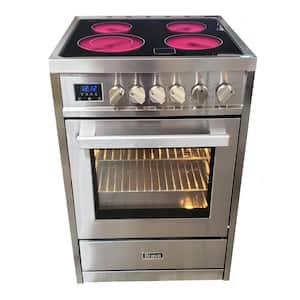 24 in. 4-Element Electric Range with Broil, Pizza and Convection in Stainless Steel