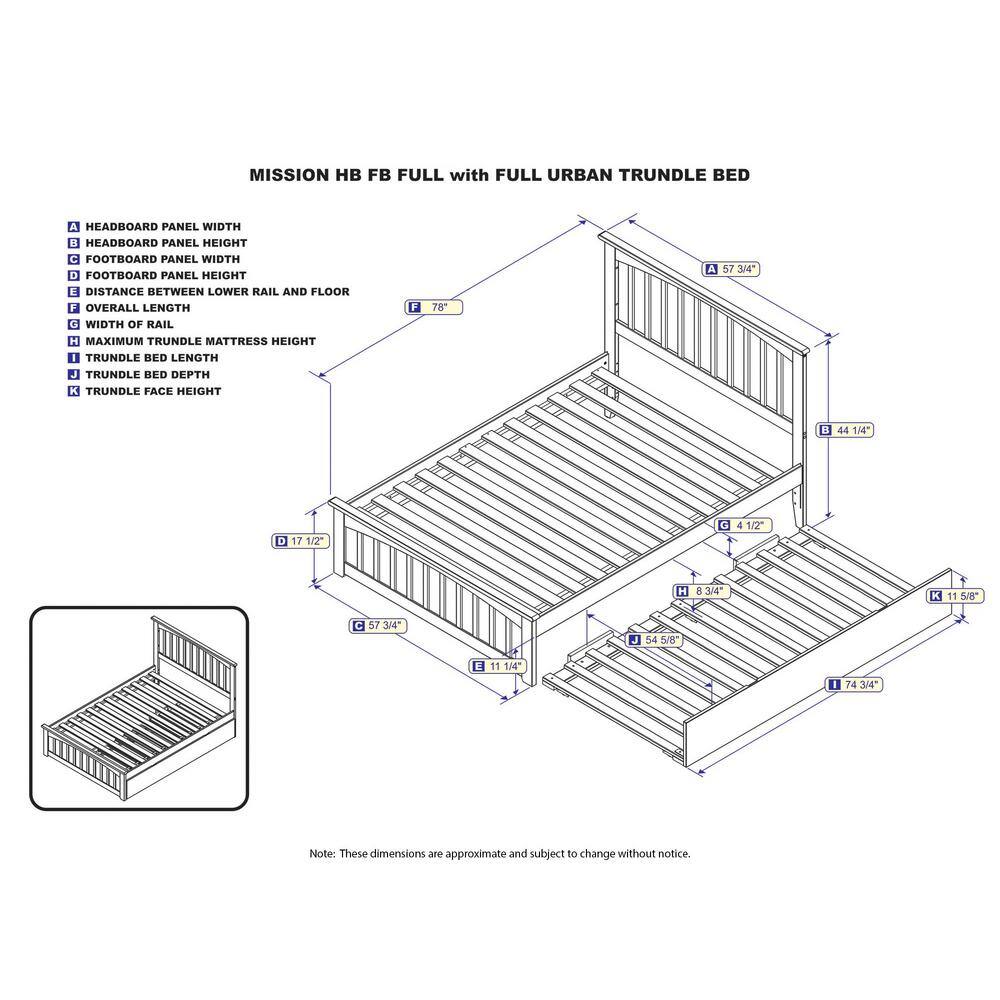 Espresso Full Wood Platform Bed with Trundle and Slats