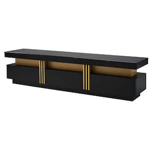 Modern Luxury TV Stand Fits TV's up to 78 in. with 3-Drawers for Living Room, Black