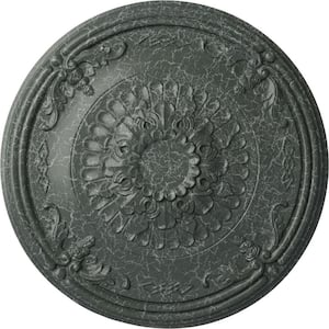 3-1/4" x 26-1/4" x 26-1/4" Polyurethane Athens Ceiling Medallion, Athenian Green Crackle