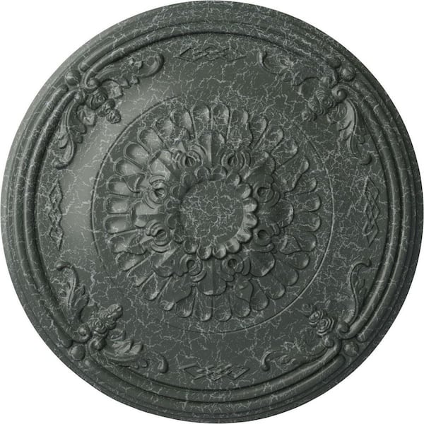 Ekena Millwork 3-1/4" x 26-1/4" x 26-1/4" Polyurethane Athens Ceiling Medallion, Athenian Green Crackle