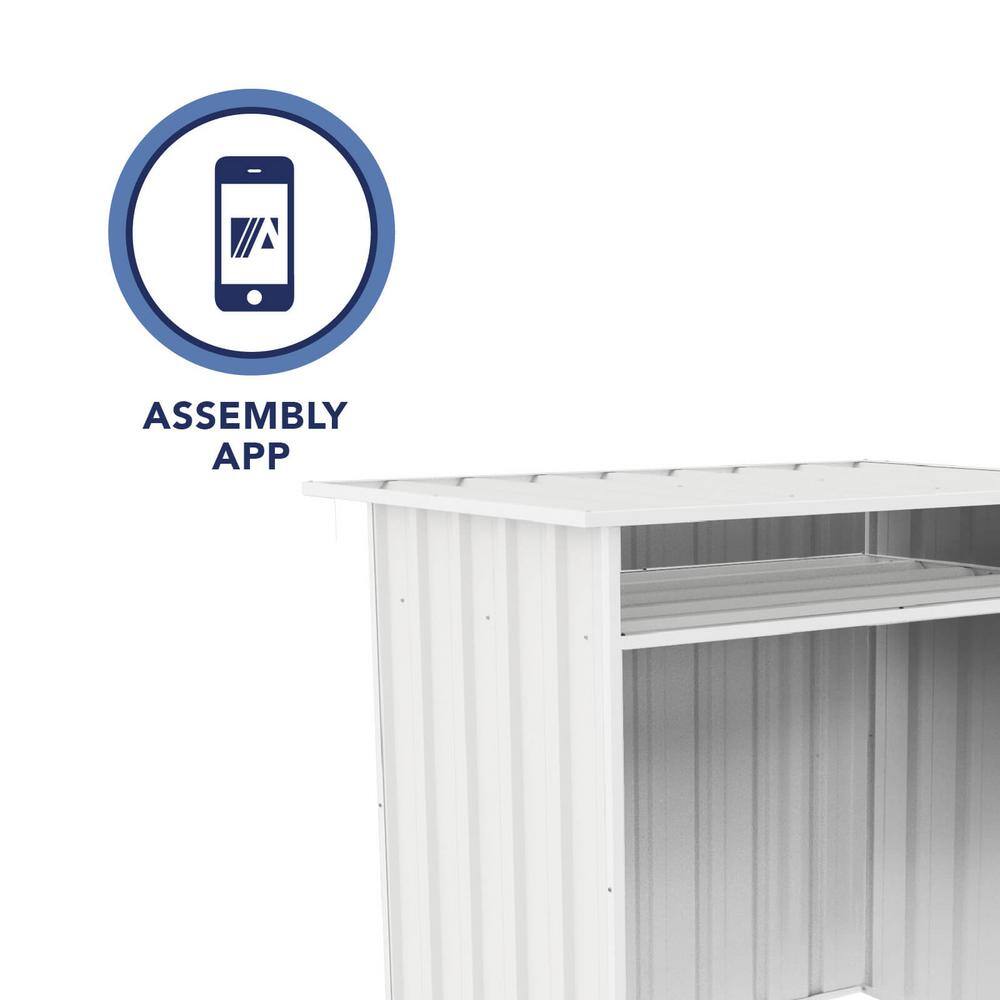 Surfmist White Metal Storage Shed with Shelving