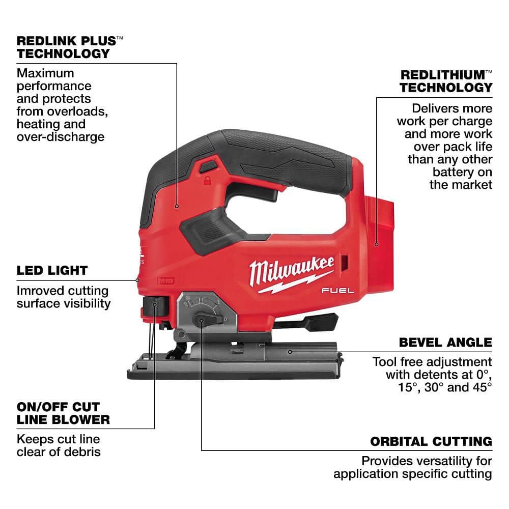 Milwaukee M18 FUEL 18V Lithium Ion Brushless Cordless Jig Saw Tool Only - Image 3