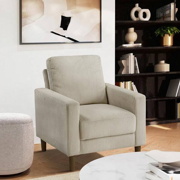 Cey Sofa Armchair | Taupe Corduroy Upholstery | Modern Style Brown Legs main image 0