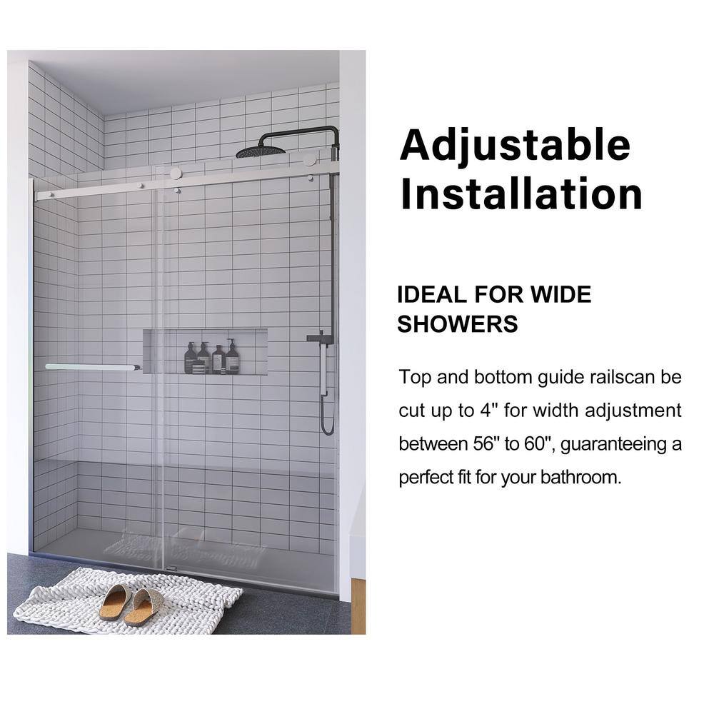 56-60" Brushed Nickel and Glass Sliding Shower Door
